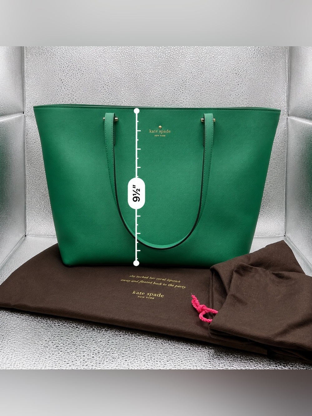Kate Spade NY Green Structured Leather Shoulder Tote Bag - Picture 6 of 14